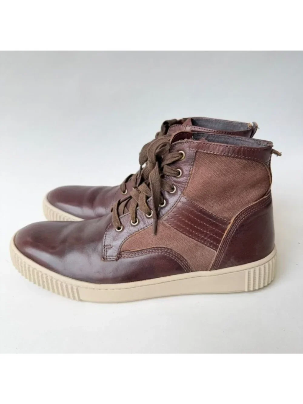 John Varvatos Bedford Trooper High Top Sneakers Brown Men's 10.5
